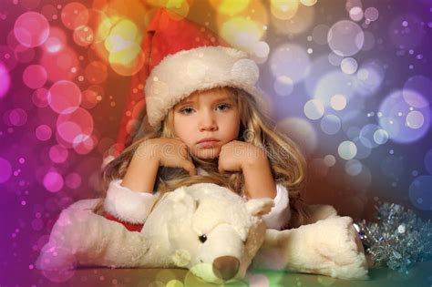 Little Santa Girl Stock Photo Image Of Cute Golden 24808834