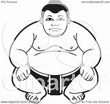 Wrestler Sumo Crouching Illustration Clipart Royalty Perera Lal Vector Collc0106 sketch template