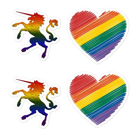 Gay Pride Flag Stickers Set Rainbow Unicorn Coming Out Gift Etsy