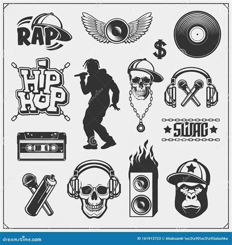 Hip Hop And Rap Emblems Attributes And Accessories Poster Templates