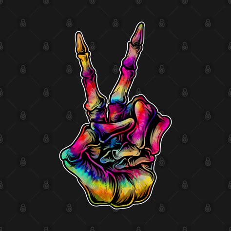 Skeleton Hand Peace Sign Hand Rainbow Tie Dye Tie Dye Peace Sign
