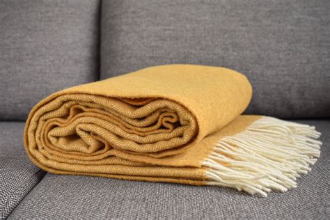 Mustard Yellow Merino Wool Blanket For Bed Large Merino Wool Etsy
