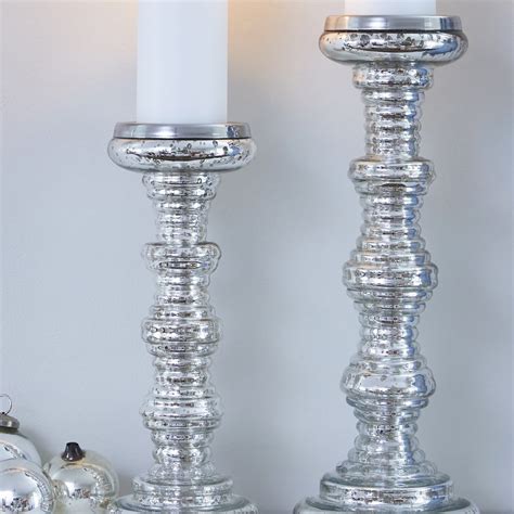 Large Silver Pillar Candle Holders Primrose And Plum