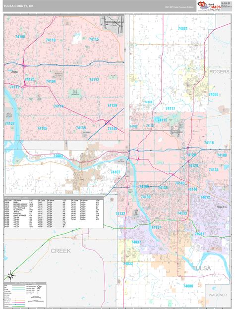 Tulsa County Ok Wall Map Color Cast Style By Marketmaps Gambaran