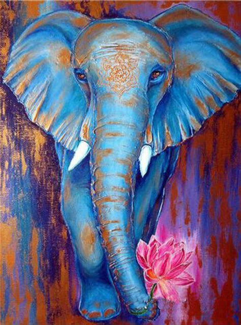 Animal Mottled Blue Elephant Diamond Art Free Diamond Painting And