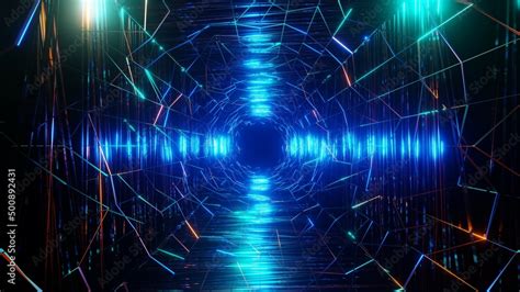 3d Rendering Flight In Abstract Sci Fi Tunnel Futuristic Motion