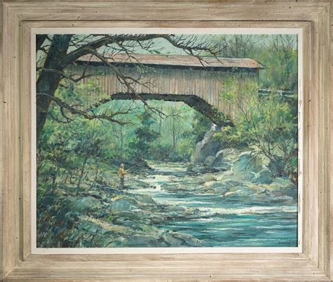 Eric Sloane Fishing Below A Covered Bridge Vermont For Sale At 1stdibs