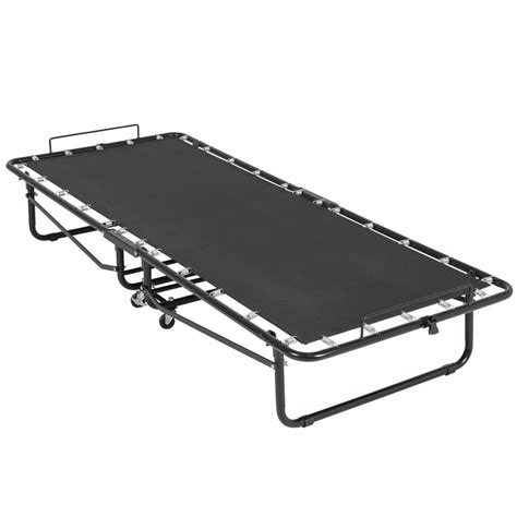 Twin Size Folding Rollaway Guest Bed Cot With Memory Foam Mattress Easy
