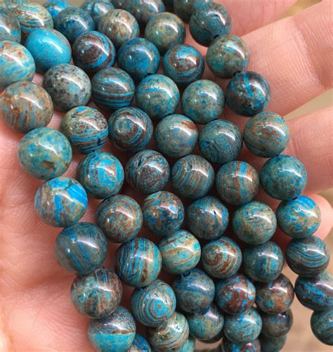 8mm Blue Sky Jasper Gemstone Beads 14 Inch Full Strand Etsy
