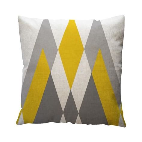 Yellow Geometric Pattern Throw Cushion Cover Home Decor Linen Throw