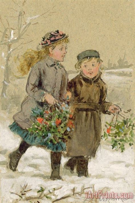 George Goodwin Kilburne Children Playing In The Snow Painting