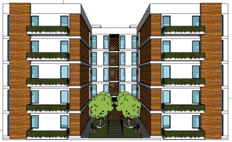 Touch device users, explore by touch or with swipe gestures. 3d design of front view of multi-flooring residential ...