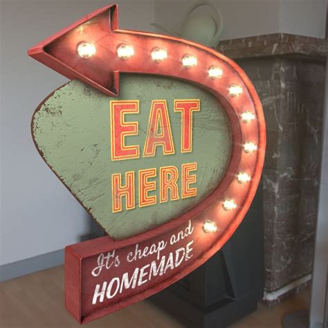 Arrow Sign Eat Here 3d Model Cgtrader