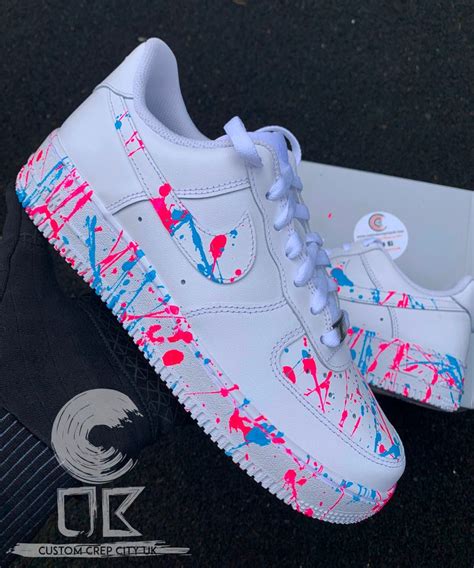 Browse our nike air force 1 shadow collection for the very best in custom shoes, sneakers, apparel, and accessories by independent artists. Custom Nike Air Force 1 Pink and Blue Splat Trainers Spill ...