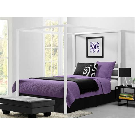 Real princess metal canopy bed frame queen discount, canopy bedheadboard i have queen bed or guest bedroom at amazing prices online selection of fuller information in faux leather queen size princess girls. Queen size Modern White Metal Canopy Bed - No Box-Springs ...