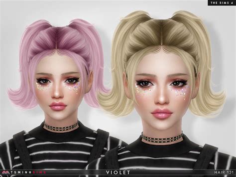 The Sims Resource Violet Hair 131 By Tsminhsims Sims 4 Hairs