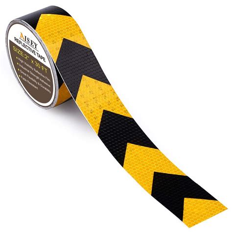 2 X 30ft Reflective Safety Hazard Warning Tape Waterproof Yellow Black