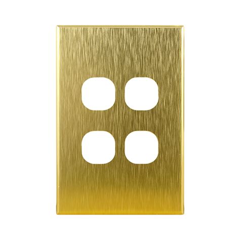 Brushed Brass Cover Plate 4 Gang Light Switch Geo Series