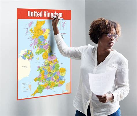 Uk Map Geography Posters Laminated Gloss Paper Measuring 850mm X