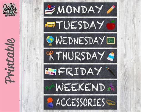 Days Of The Week Template Svg Sunday Monday Tuesday Wednesday Thursday