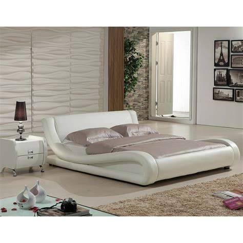 us pride furniture dona contemporary faux leather platform bed white california king walmart
