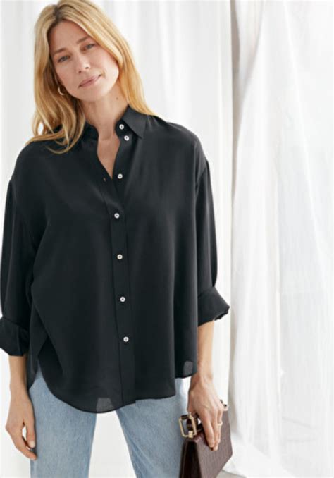 Oversized Button Up Silk Shirt In 2020 Silk Shirt Black Silk Shirt