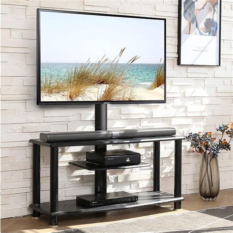 Fitueyes 2 Tiers Floor Tv Stand With Swivel Mount And Height Adjustable