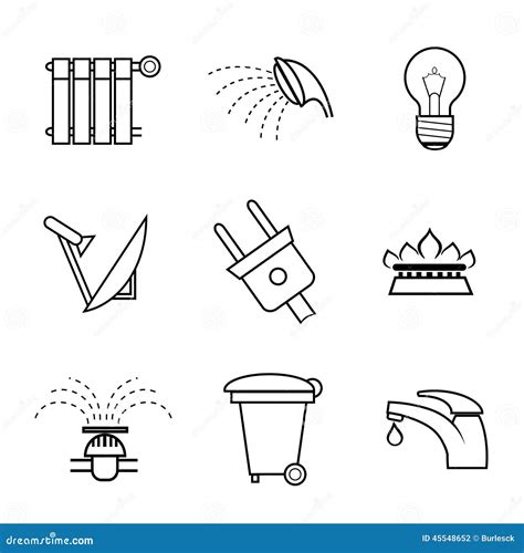 Utilities Icons Set Electricity Water Gas Utility On White Background