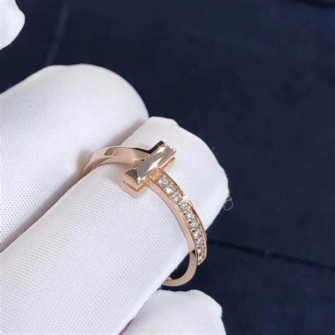 Custom Tiffany T1 Narrow Diamond Ring In 18k Rose Gold