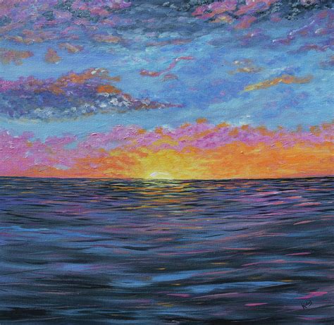 Abstract Ocean Bay Sunrise Painting By Kathy Symonds