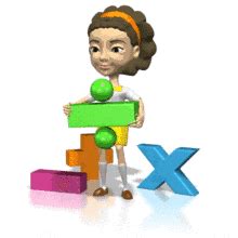 Jenny Holding Math Multiplication Symbol 3D Animated Clipart For