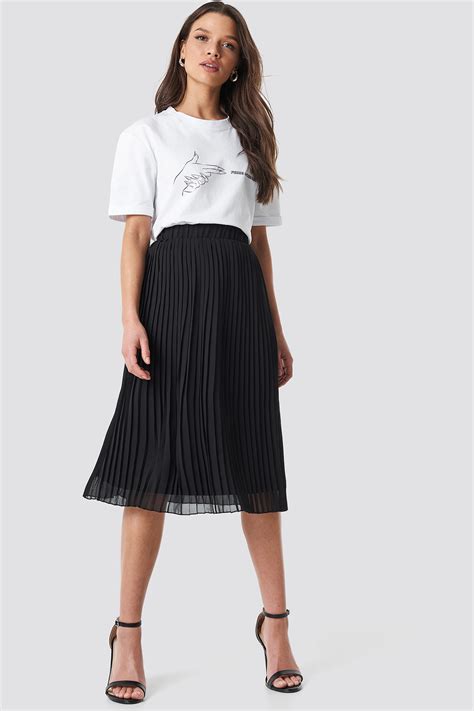 Pleated Midi Skirt Czarny Na