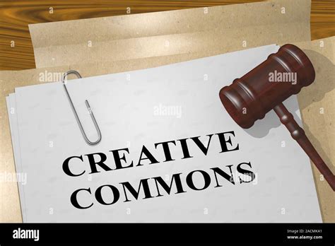 3d Illustration Of Creative Commons Title On Legal Document Stock Photo