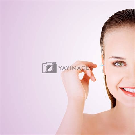 Woman Face Closeup While Cleaning Up An Ear By Bds Vectors Illustrations With Unlimited