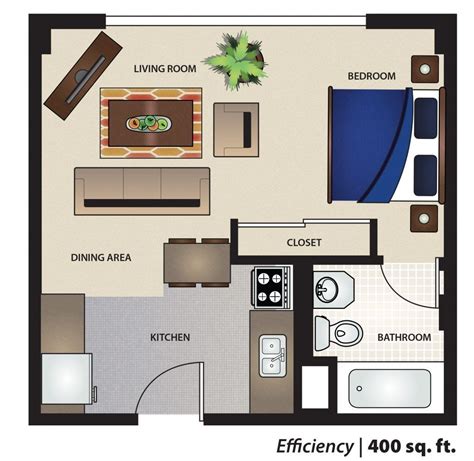 Studio Apartment Floor Plans 400 Sq Ft