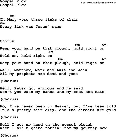 Gospel Plow Bluegrass Lyrics With Chords