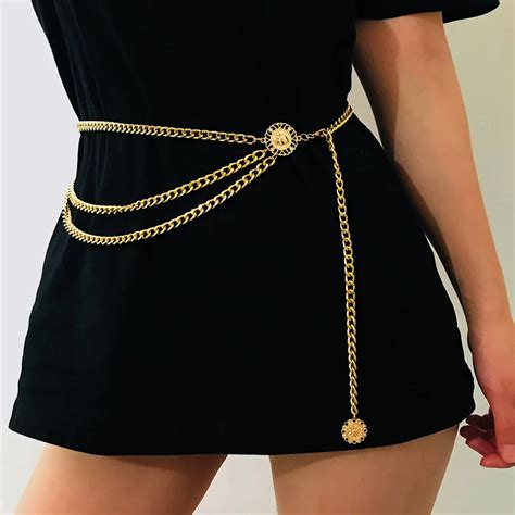 Fashion Multilayer Waist Belt Chain For Women Bikini Beach Long Body Chain Harness Coin Belly