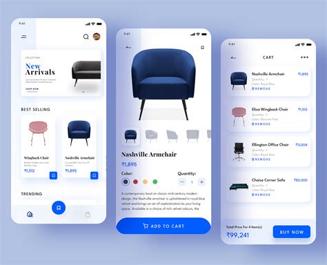 furniture ecommerce app design freebie  mockup templates