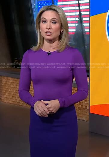 Wornontv Amy’s Purple Long Sleeve Top And Skirt On Good Morning America Amy Robach Clothes