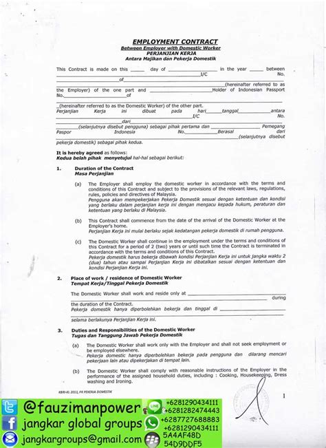 Surat perjanjian pekerja dan majikan malaysia. Contoh Surat Perjanjian Pekerja Dan Majikan