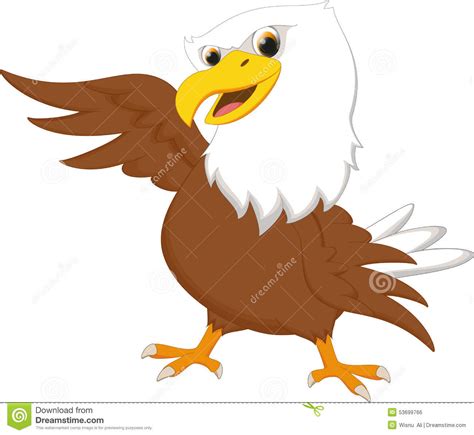 Cute Eagle Cartoon Waving Stock Illustration Image 53699766