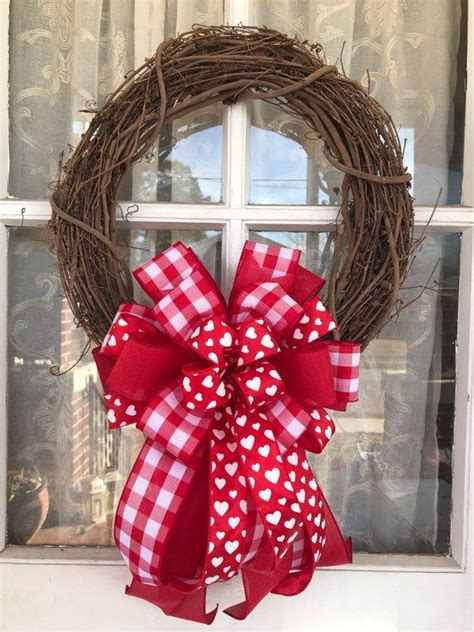 Valentines Day Buffalo Plaid Wreath Bow Valentines Decoration Red