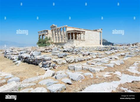 The Erechtheum Erechtheion Temple Acropolis Athens Greece Stock
