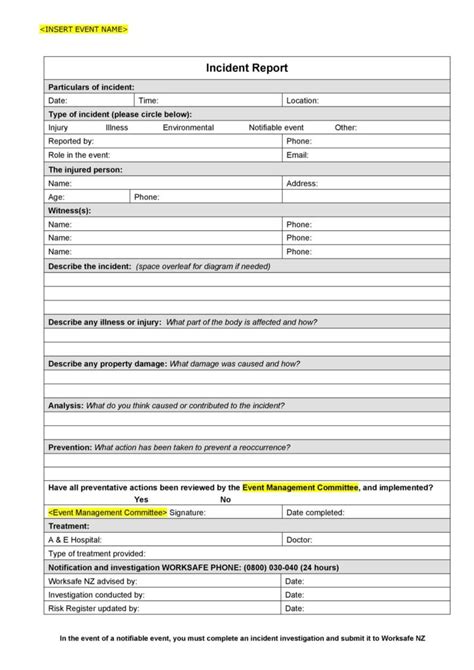 Free Incident Report Templates Excel Pdf Formats