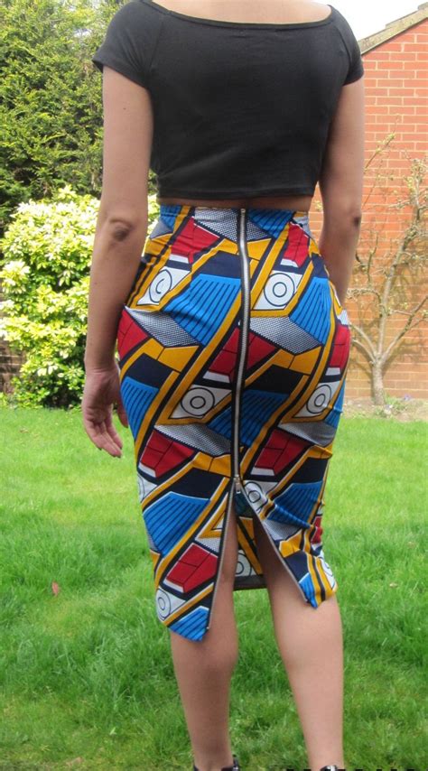 African Print High Waisted Long Pencil Skirt With Metal Zipper Etsy African Print Skirt