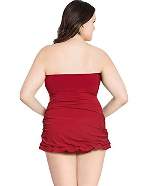 Gottex Plus Size Classic Bandeau Swimdress One Piece Swimsuit In Red Lyst