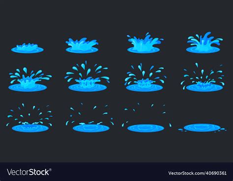 Water Ripple Animation Cartoon Splash Fx Effect Vector Image