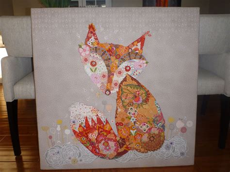Laura Heine Design Fox Collage From Floral Fabrics Made Into A Quilted