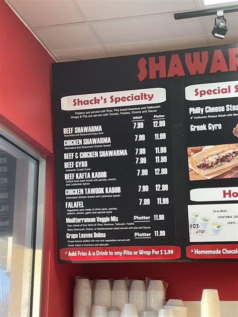 Menu At Shawarma Shack Restaurant Broken Arrow
