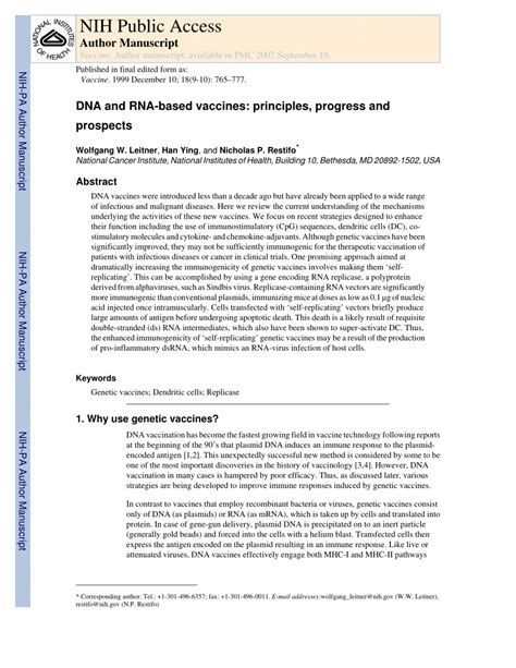 Mrna vaccines carry the information that allows. (PDF) DNA and RNA-based vaccines: Principles, progress and ...